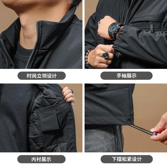 季言 立领加厚保暖防水透气短款棉服 男款