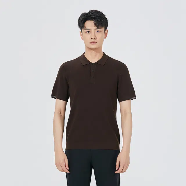 利郎 品位商务纯色翻领休闲通勤短袖打底衫秋季毛衣 男款