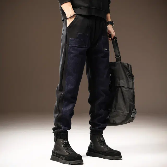 贵色 复古拼接大口袋户外运动宽松休闲工装裤 男女同款