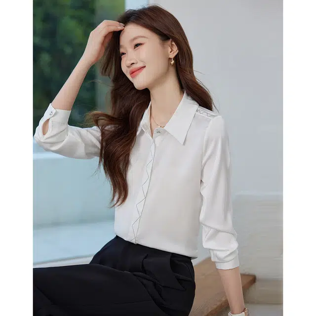 爱依莲 时尚舒适百搭短袖衬衫 女款 白色