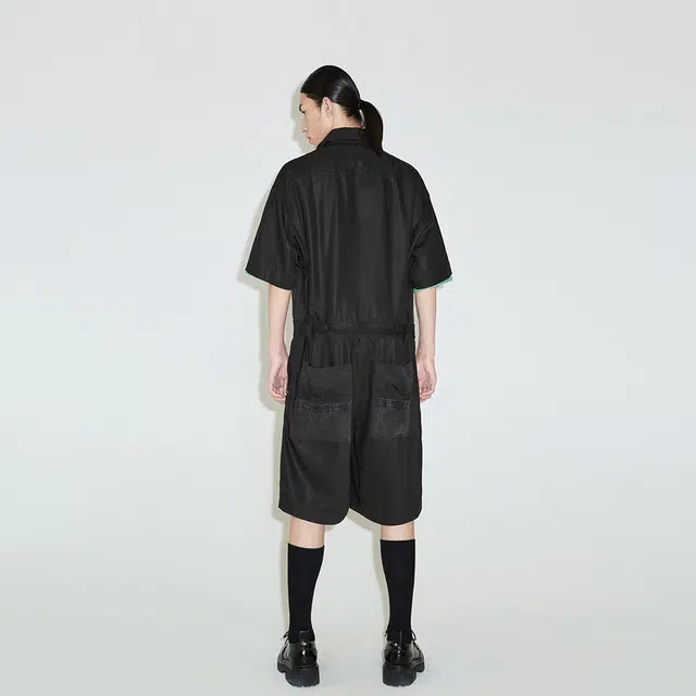 速写 拼接短袖休闲连体衣 男女同款