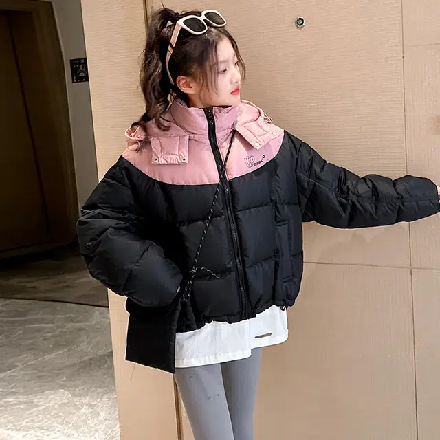 雅鹿棉衣 连帽舒适洋气简约长袖 粉色 青少年