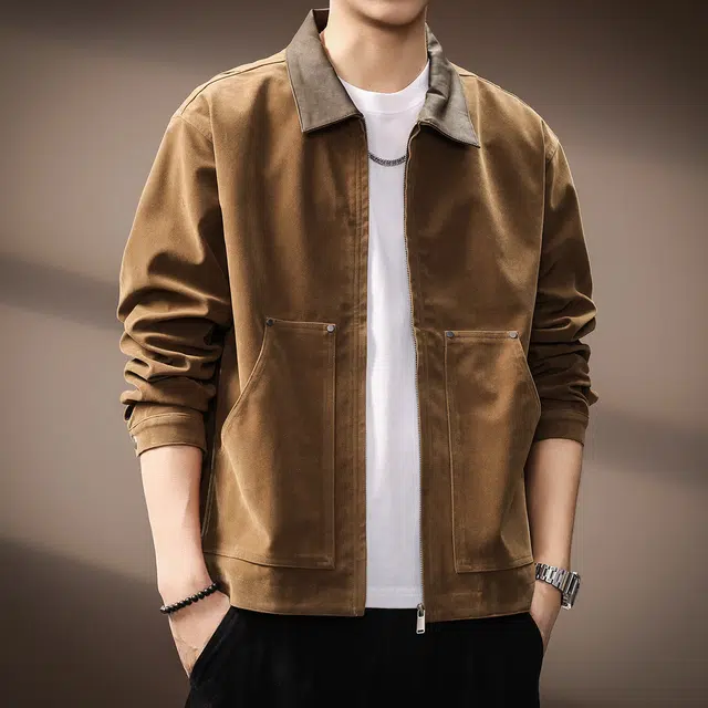 贵色 秋季 翻领植绒复古美式夹克外套 宽松 男女同款