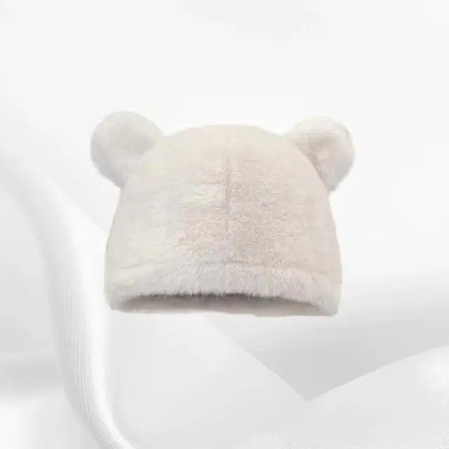 恩僾德 小熊耳朵帽子可爱毛绒显脸小时尚保暖防风护耳 涤纶 绒线帽 男女同款情侣款