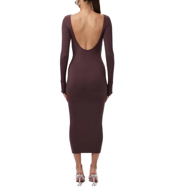 NAKED WARDROBE Open Back Midi Dress Sculpted StreetwearNW