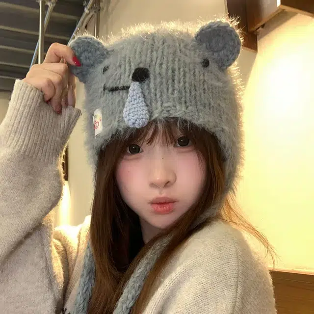 恩僾德 可爱保暖百搭防寒 聚酯纤维 绒线帽 男女同款情侣款