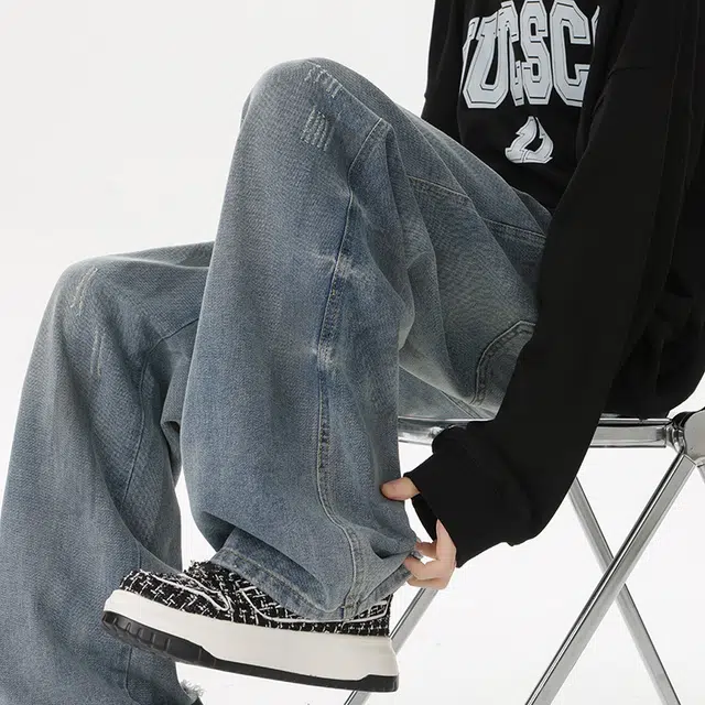 金盾 美式潮牌复古潮流牛仔裤 男款