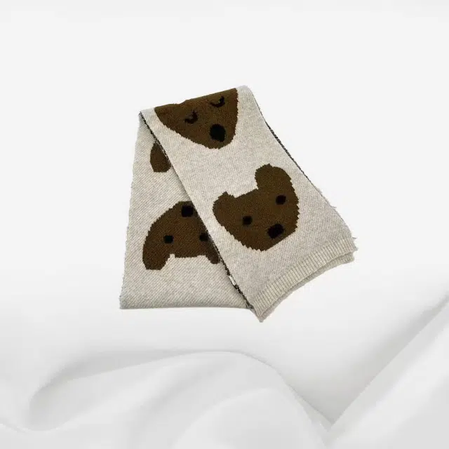 恩僾德 日系可爱眼镜小狗百搭针织防寒保暖 聚酯纤维 绒线围巾 男女同款情侣款