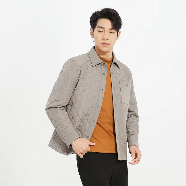 利郎 都市休闲翻领格子设计时尚潮流秋季夹克外套 男款