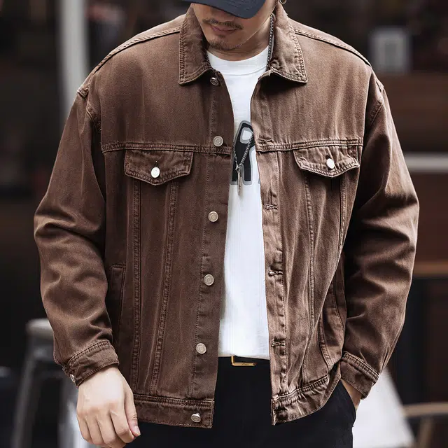 格蓝鹿 高街休闲百搭纯色工作服潮流复古牛仔夹克外套 男女同款