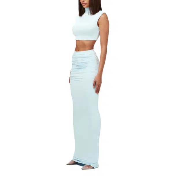 NAKED WARDROBE Turtleneck Sleeveless Crop Top NW