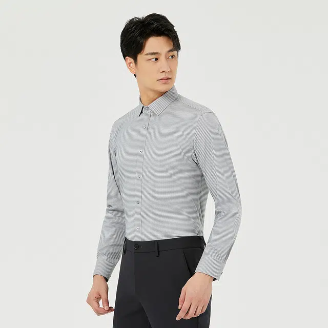 利郎 免烫抗菌商务休闲易打理格子时尚都市长袖衬衫 男款