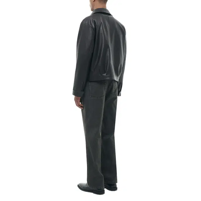BESLOW VEGAN LEATHER MILITARY ZIP- UP JACKET
