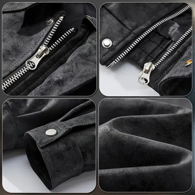 前进牛 阿美咔叽潮牌飞行员美式复古水洗扎染痞帅宽松机车皮衣 男款