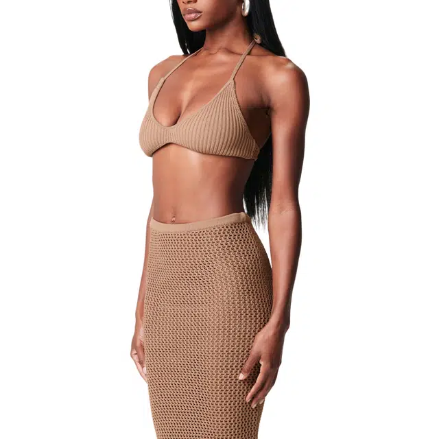 NAKED WARDROBE Knit Halter Crop Top
