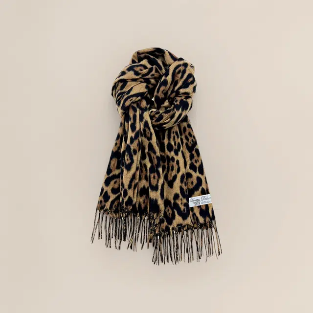 恩僾德 甜酷复古豹纹保暖百搭 涤纶 绒线围巾 男女同款情侣款