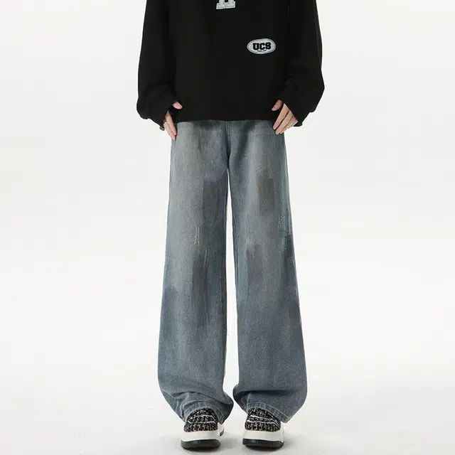 金盾 美式潮牌复古潮流牛仔裤 男款