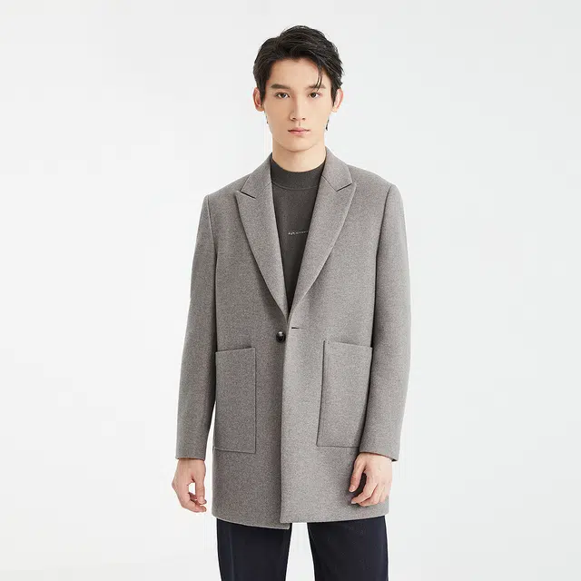 利郎 热燃科技时尚都市保暖绵羊毛质感中长款冬季大衣 男款
