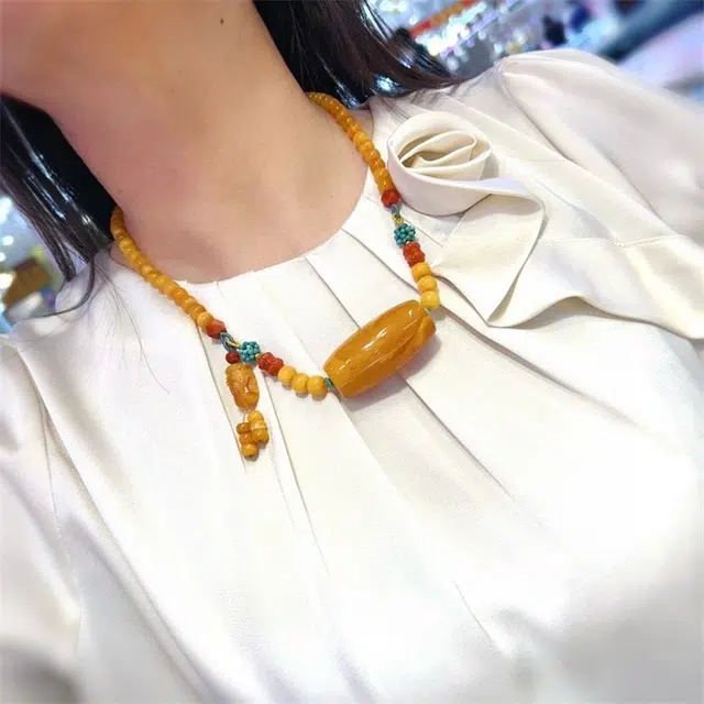灵运宝 转运招财锁骨链 蜜蜡 项链 男女同款情侣款