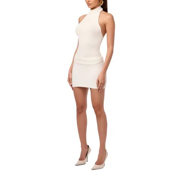 NAKED WARDROBE Boucl Knit Halter Top