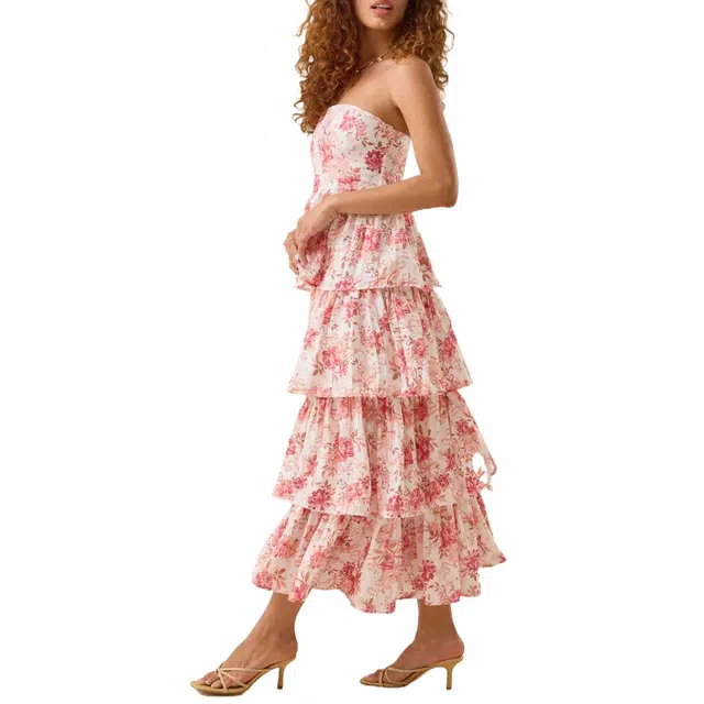 ALTAR'D STATE Rose Floral Tired Maxi Dress