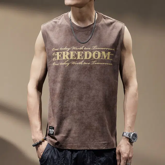 贵色 透气吸汗户外运动健身篮球大码高端重磅云染印花汗潮流无袖背心 男女同款