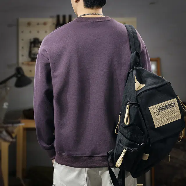 遨宇 美式复古休闲潮流经典圆领卫衣 男款