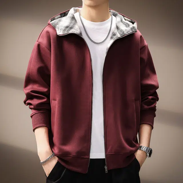 贵色 阿美咔叽纯色高端开衫格子高街风美式潮流拉链城市机能休闲宽松夹克外套卫衣 男女同款