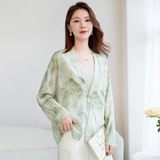 水墨佳人 春夏印花桑蚕丝衬衫 女款