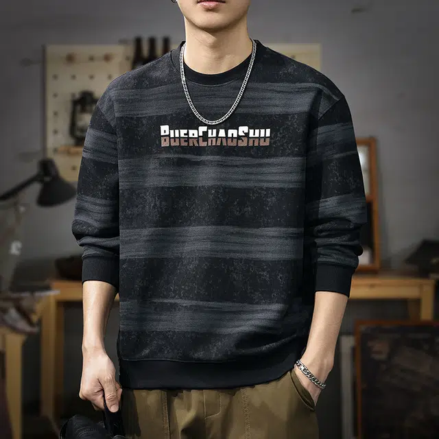 遨宇 美式经典复古潮牌嘻哈街头圆领长袖卫衣 男款