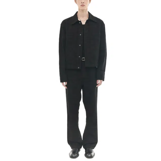 BESLOW JACQUARD DENIM SHORT WORK JACKET