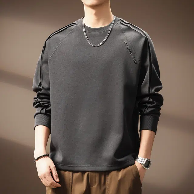 贵色 秋季 美式高端复古拼接褶皱设计感百搭上衣卫衣 宽松 男女同款