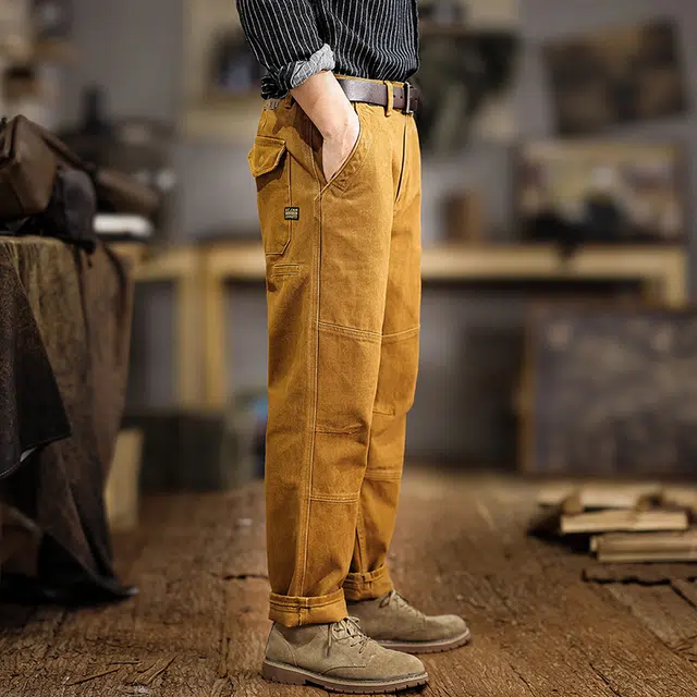遨宇 美式经典复古痞帅潮牌工装裤宽松直筒长裤潮流户外百搭牛仔裤 男款