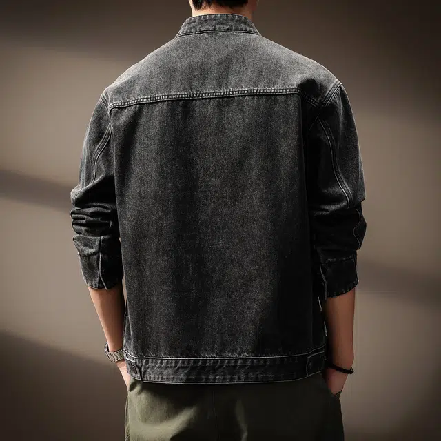 贵色 美式复古阿美咔叽风水洗做旧工装立领外套潮牌高街痞帅耐磨耐脏日常穿搭拼接上衣夹克 男女同款