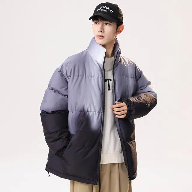 金盾 韩版保暖宽松情侣棉衣假两件连帽棉服 男款