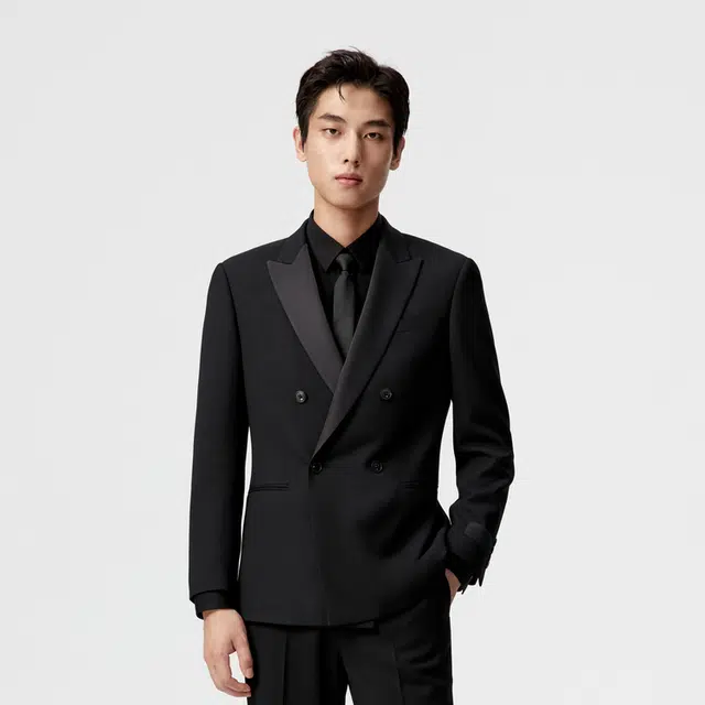 太平鸟男装【商场同款】羊毛西装拼接休闲西服