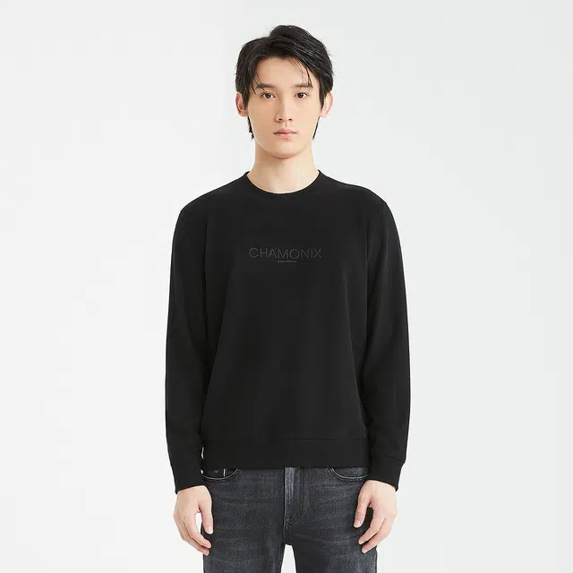 利郎 时尚都市圆领印花纯色质感秋季卫衣 男款