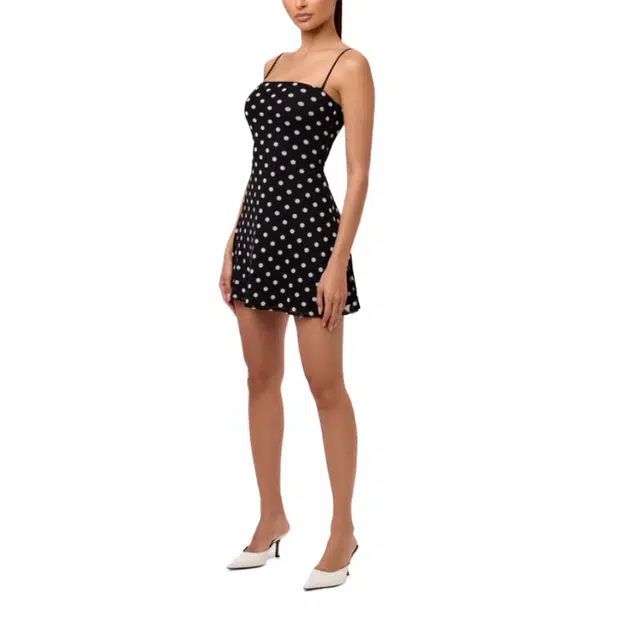 NAKED WARDROBE Polka Dot A-Line Mini Dress Mesh
