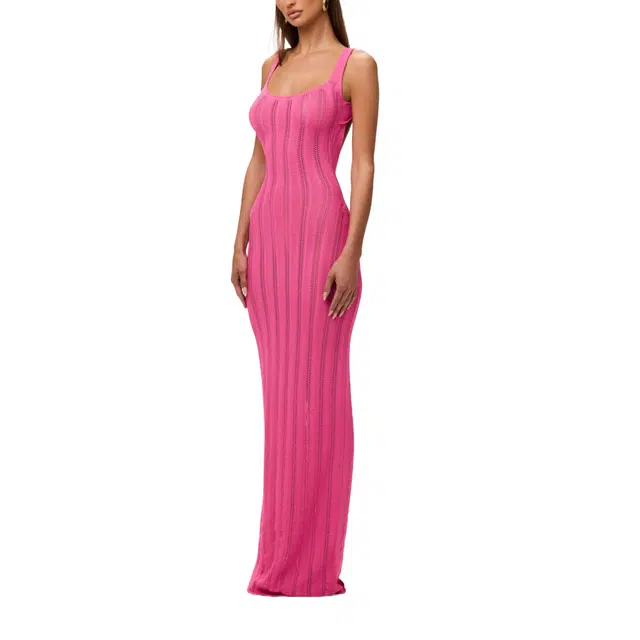 NAKED WARDROBE Knits Collection Knit Open Back Maxi Dress