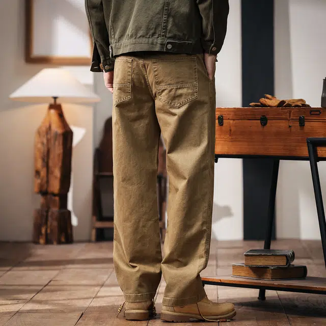 格蓝鹿 美式复古水洗潮牌高街简约宽松直筒长裤工装裤 男女同款