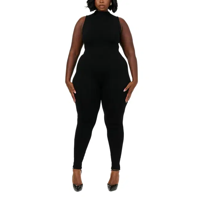 NAKED WARDROBE Sleeveless Sculpt Jumpsuit CURVE NW