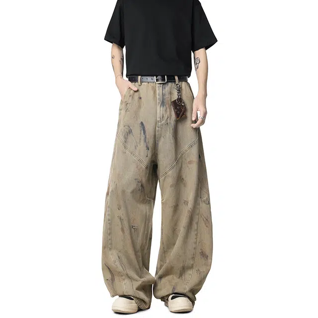 金盾 夏季弯刀裤美式潮牌牛仔裤 男女同款