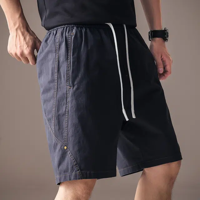 贵色 美式百搭宽松高端山系拼接复古港风学生潮流五分工装短裤 男女同款