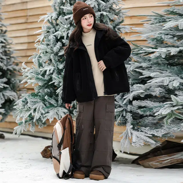 雅鹿棉衣 简约舒适连帽 青少年