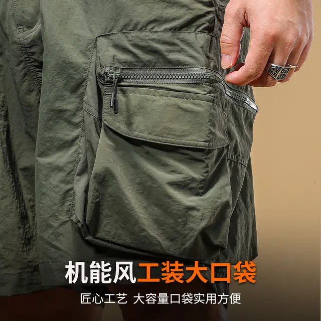 季言 美式复古百搭舒适潮流个性简约透气休闲短裤 男款