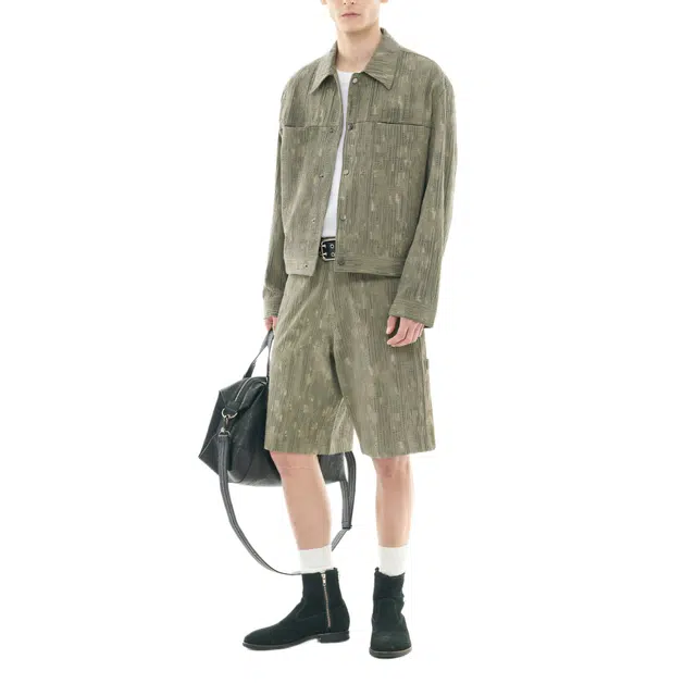BESLOW WASHED LINEN JACQUARD WORK JACKET