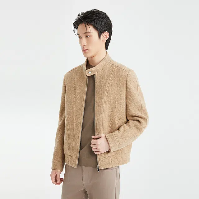 利郎 纯色商务休闲百搭立领长袖大衣 男款