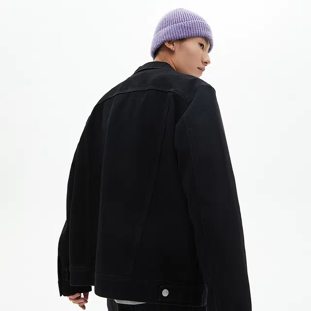 美特斯邦威 美式休闲简约翻领单排扣牛仔外套 男款