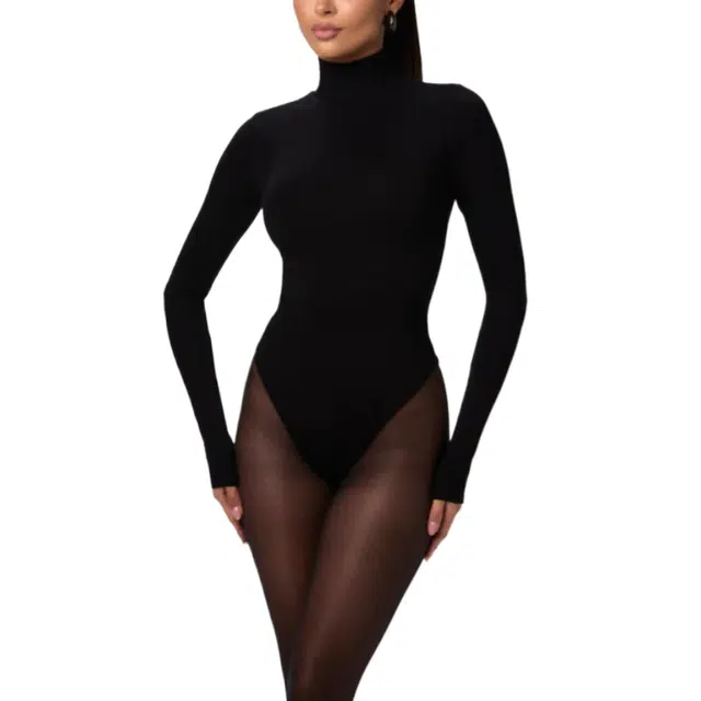 NAKED WARDROBE Butter Turtleneck Contour Bodysuit