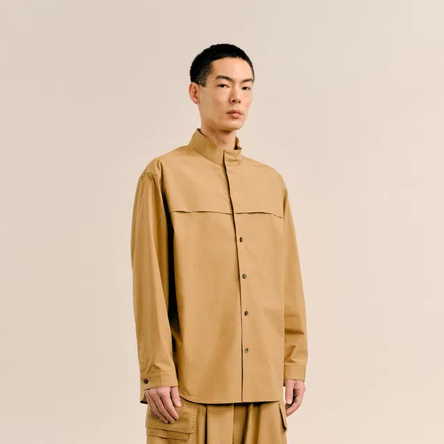 速写 宽松立领休闲长袖衬衫 男款